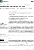 Cover page: Metabolome-Wide Associations of Gestational Weight Gain in Pregnant Women with Overweight and Obesity