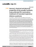 Cover page: Aerosol, chemical and physical properties of dry powder synthetic lung surfactant for noninvasive treatment of neonatal respiratory distress syndrome.