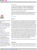 Cover page: A novel machine learning-based prediction method for patients at risk of developing depressive symptoms using a small data.