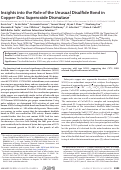 Cover page: Insights into the Role of the Unusual Disulfide Bond in Copper-Zinc Superoxide Dismutase*