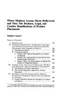 Cover page: Where Madison Avenue Meets Hollywood and Vine: The Business, Legal, and Creative Ramifications of Product Placements