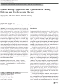 Cover page: Systems Biology Approaches and Applications in Obesity, Diabetes, and Cardiovascular Diseases