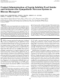 Cover page: Central Administration of Leptin Inhibits Food Intake and Activates the Sympathetic Nervous System in Rhesus Macaques