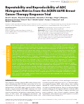 Cover page: Repeatability and Reproducibility of ADC Histogram Metrics from the ACRIN 6698 Breast Cancer Therapy Response Trial