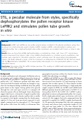 Cover page: STIL, a peculiar molecule from styles, specifically dephosphorylates the pollen receptor kinase LePRK2 and stimulates pollen tube growth in vitro