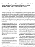 Cover page: Truncated Photosystem Chlorophyll Antenna Size in the Green Microalga Chlamydomonas reinhardtii upon Deletion of the TLA3-CpSRP43 Gene
