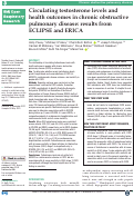 Cover page: Circulating testosterone levels and health outcomes in chronic obstructive pulmonary disease: results from ECLIPSE and ERICA.