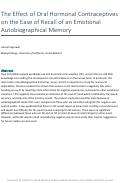 Cover page of The Effect of Oral Hormonal Contraceptives on the Ease of Recall of an Emotional Autobiographical Memory