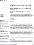 Cover page: Maternal circulating miRNAs contribute to negative pregnancy outcomes by altering placental transcriptome and fetal vascular dynamics.