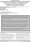 Cover page: Depression, Suicidal Ideation, and Suicidal Attempt Presenting to the Emergency Department: Differences Between These Cohorts