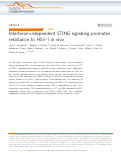 Cover page: Interferon-independent STING signaling promotes resistance to HSV-1 in vivo