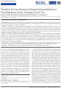 Cover page: Trends in the San Francisco Human Immunodeficiency Virus Epidemic in the “Getting to Zero” Era