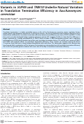 Cover page: Variants in SUP45 and TRM10 Underlie Natural Variation in Translation Termination Efficiency in Saccharomyces cerevisiae