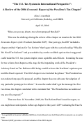 Cover page: The U.S. Tax System in International Perspective: A Review of the 2006 Economic Report of the Presidentís Tax Chapter