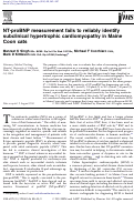 Cover page: NT-proBNP measurement fails to reliably identify subclinical hypertrophic cardiomyopathy in Maine Coon cats.