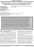 Cover page: Balancing Efficiency and Access: Discouraging Emergency Department Boarding in a Global Budget System