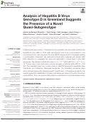 Cover page: Analysis of Hepatitis B Virus Genotype D in Greenland Suggests the Presence of a Novel Quasi-Subgenotype