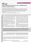 Cover page: Delays and Barriers to Cancer Care in Low‐ and Middle‐Income Countries: A Systematic Review