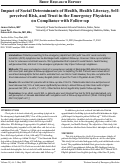 Cover page: Impact of Social Determinants of Health, Health Literacy, Self-perceived Risk, and Trust in the Emergency Physician  on Compliance with Follow-up