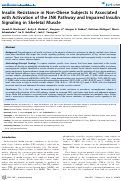 Cover page: Insulin Resistance in Non-Obese Subjects Is Associated with Activation of the JNK Pathway and Impaired Insulin Signaling in Skeletal Muscle