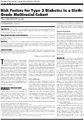 Cover page: Risk Factors for Type 2 Diabetes in a Sixth- Grade Multiracial Cohort The HEALTHY study