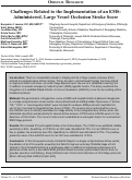 Cover page: Challenges Related to the Implementation of an EMS-Administered, Large Vessel Occlusion Stroke Score