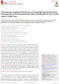 Cover page: Trichomonas vaginalis Detection in Urogenital Specimens from Symptomatic and Asymptomatic Men and Women by Use of the cobas TV/MG Test