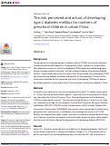 Cover page: The risk, perceived and actual, of developing type 2 diabetes mellitus for mothers of preschool children in urban China.