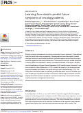 Cover page: Learning from data to predict future symptoms of oncology patients.