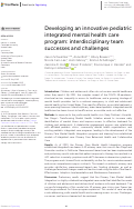 Cover page: Developing an innovative pediatric integrated mental health care program: interdisciplinary team successes and challenges.