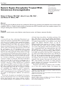 Cover page: Eastern Equine Encephalitis Treated With Intravenous Immunoglobulins