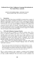 Cover page: California Down Under: Indigenous Language Revitalization in New South Wales, Australia