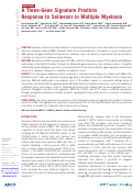 Cover page: A Three-Gene Signature Predicts Response to Selinexor in Multiple Myeloma.