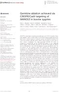 Cover page: Germline ablation achieved via CRISPR/Cas9 targeting of NANOS3 in bovine zygotes