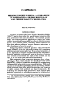 Cover page: Religious Rights in China: A Comparison of International Human Rights Law and Chinese Domestic Legislation