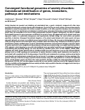 Cover page: Convergent functional genomics of anxiety disorders: translational identification of genes, biomarkers, pathways and mechanisms