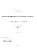 Cover page: Experimental Studies on Information Economics