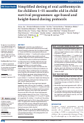 Cover page: Simplified dosing of oral azithromycin for children 1–11 months old in child survival programmes: age-based and height-based dosing protocols