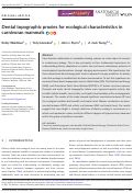 Cover page: Dental topographic proxies for ecological characteristics in carnivoran mammals