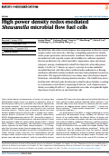 Cover page: High power density redox-mediated Shewanella microbial flow fuel cells.