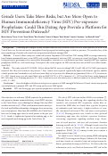 Cover page: Grindr Users Take More Risks, but Are More Open to Human Immunodeficiency Virus (HIV) Pre-exposure Prophylaxis: Could This Dating App Provide a Platform for HIV Prevention Outreach?