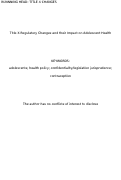 Cover page: Title X Regulatory Changes and Their Impact on Adolescent Health