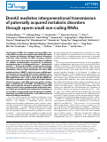 Cover page: Dnmt2 mediates intergenerational transmission of paternally acquired metabolic disorders through sperm small non-coding RNAs