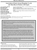 Cover page: Association of Early Serum Phosphate Levels  and Mortality in Patients with Sepsis