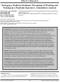 Cover page: Emergency Medicine Residents’ Perceptions of Working and Training in a Pandemic Epicenter: A Qualitative Analysis