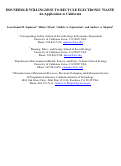 Cover page: HOUSEHOLD WILLINGNESS TO RECYCLE ELECTRONIC WASTE - An Application to California