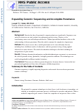 Cover page: Genomic Sequencing Expansion and Incomplete Penetrance