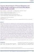 Cover page: Sequence-Based Analysis of Thermal Adaptation and Protein Energy Landscapes in an Invasive Blue Mussel (Mytilus galloprovincialis)