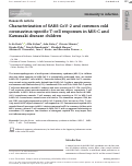 Cover page: Characterization of SARS‐CoV‐2 and common cold coronavirus‐specific T‐cell responses in MIS‐C and Kawasaki disease children