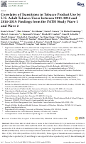 Cover page: Correlates of Transitions in Tobacco Product Use by U.S. Adult Tobacco Users between 2013–2014 and 2014–2015: Findings from the PATH Study Wave 1 and Wave 2
